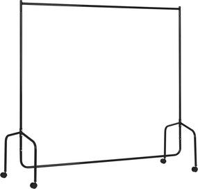 HOMCOM Ruhafogató Kerekekkel, Masszív Ruhasín, Kabátállvány, 140 Kg Teherbírás, 180 x 60 x 170 cm, Fekete Acél | Aosom