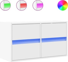 vidaXL fehér falra szerelhető TV-szekrény LED-lámpákkal 80x31x45 cm