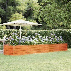 rozsda színű corten acél kerti magaságyás 400 x 80 x 45 cm