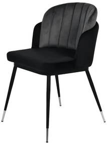 KH Marcel szék, fekete-szürke velúr anyaggal, fém lábakkal