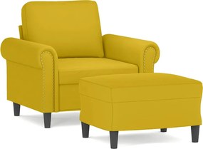 vidaXL sárga bársony kanapéfotel lábtartóval 60 cm