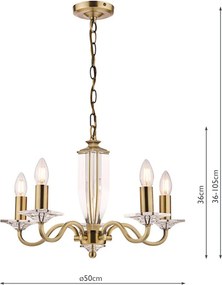 LAURA ASHLEY 3552999-Q CARSON Kristály Csillár Antik sárgaréz, Fehér E14 IP20