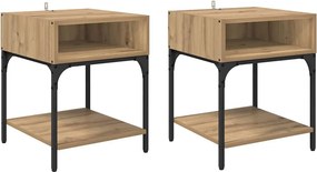 vidaXL Éjjeli asztal 2 pcs Artisan tölgy 40 x 40 x 50 cm Faanyag