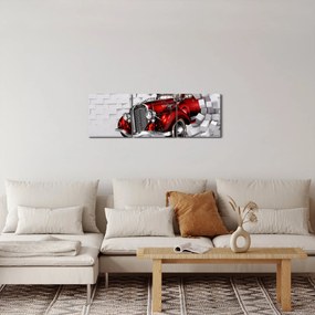 Kép - Piros autó (órával) (90x30 cm)