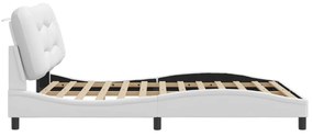 fehér műbőr ágykeret LED-világítással 160 x 200 cm