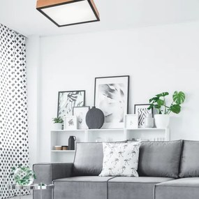 Mennyezeti lámpa OAK SQUARE 4xE27/15W/230V 48x48 cm tölgy/fekete