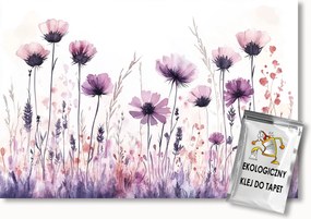 Fotótapéta Flizelina Akvarell Rét Kert Lila Virágok 300x210 ragasztó