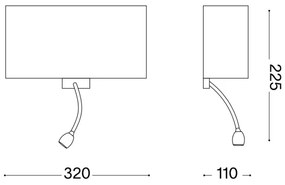 Ideal Lux - LED Rugalmas fali lámpa HOTEL 1xE27/60W/230V + LED/1,5W fehér