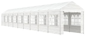 fehér polietilén pavilon tetővel 20,07 x 2,28 x 2,69 m