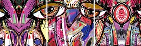 Kép - utca, művészet - bagoly (órával) (90x30 cm)