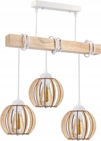 Mennyezeti Lámpa Függő Led Fa Fehér 3x E27 Csillár Fa Gömb
