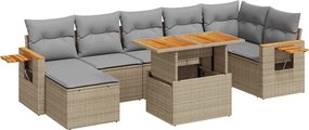 vidaXL 8 részes bézs polyrattan akácfa kerti ülőgarnitúra párnával