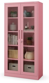Vitrines szekrény AMELIA, 900 x 1850 x 400 mm, Fresh Style: púderrózsaszín