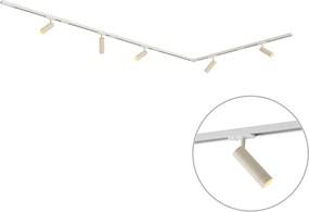 Modern sínrendszer 5 spotlámpával, fehér és bézs színben, 1 fázisú GU10 35mm - Iconic Jeana Luxe