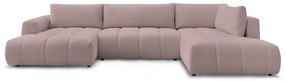 Rózsaszín kinyitható-tárolóhelyes sarokkanapé (jobb oldali-U alakú) Fuji – Bobochic Paris