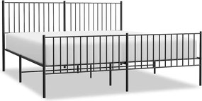 vidaXL fekete fém ágykeret fej- és lábtámlával 183 x 213 cm