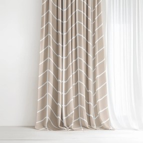 Goldea pamut függöny - fehér cikkcakk bézsen 220x150 cm