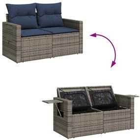 7 részes szürke polyrattan kerti ülőgarnitúra párnával