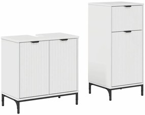 Fürdőszoba bútor szett 2 pcs Magasfényű fehér 39.5 x 36 x 88 cm