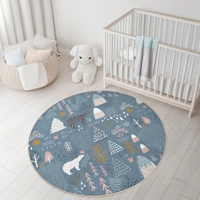 Kék mosható gyerek szőnyeg ø150 cm Forest Land – Mila Home
