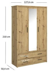 Ruhásszekrény Andra 3D4S (artisan tölgy). 1052751