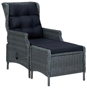 vidaXL sötétszürke dönthető polyrattan kerti szék lábzsámollyal
