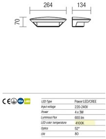 Redo 9407 - LED Kültéri fali lámpa PLATE 4xLED/3W/230V 4100K IP54 antrac