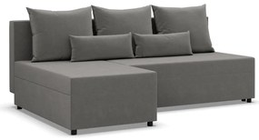 Nobu sarokkanapé, bársony, univerzális oldal, világosszürke