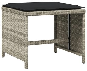 4db világosszürke polyrattan kerti szék párnával 40x40x35 cm