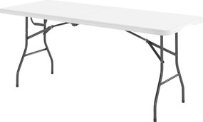 Outsunny Összecsukható Kerti Asztal 180 x 74 cm Időjárásálló Büfé Asztal Hordozó Karral Összecsukható Asztal Kemping Asztal a Kertre Teraszra és Erkél