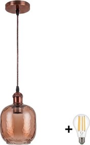 BRILAGI - LED függőlámpa zsinóron R GLASS 1xE27/60W/230V átm. 14 cm réz/füstös barna