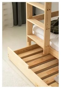 Natúr színű emeletes ágyneműtartós gyerekágy kihúzható pótággyal, ágyráccsal 80x160 cm CLPBN – Adeko