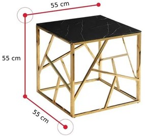 KAPPA B II dohányzóasztal, 55x55x55, fekete márvány/arany