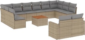 vidaXL 13részes vegyes bézs polyrattan kerti ülőgarnitúra párnákkal