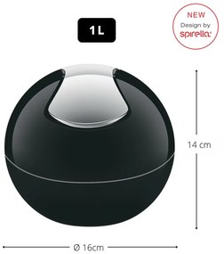 Fekete műanyag szemetes 1 l Bowl – Spirella