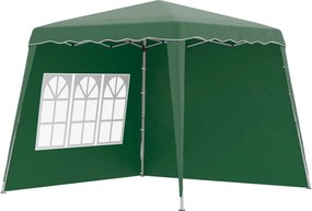 Outsunny Összecsukható Pop-up Napernyő 3x3m Kerti Pavilon 2 Oldalfallal Állítható Magasságú és Táskával UV50+ Védelemmel Vízhatlan Sátor Kempinghez Kü