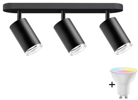 Polux LED RGBW Fényerőszabályozható fürdőszobai spotlámpa TURYN 3xGU10/6,5W/230V IP44 fekete LEDSA1915