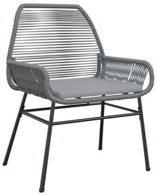 2 db szürke polyrattan kerti szék párnákkal