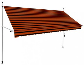 narancssárga és barna kézzel feltekerhető napellenző 300 cm