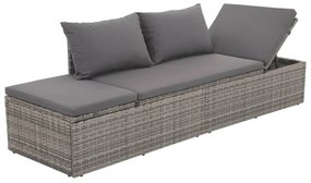 Szürke polyrattan kerti ágy 195 x 60 cm