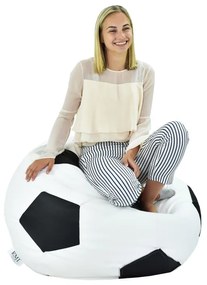 EMI focilabda mintás fehér-fekete műbőr babzsákfotel