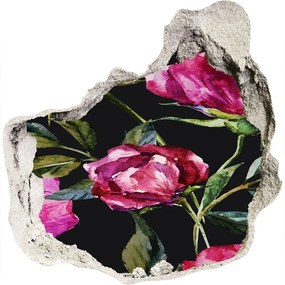 3d lyuk fal dekoráció Rózsaszín bazsarózsák nd-p-86204173