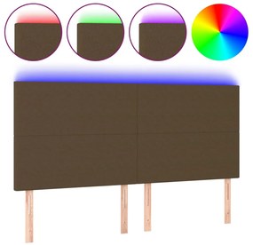 sötétbarna szövet LED-es fejtámla 180x5x118/128 cm