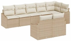 vidaXL Kanapé Szett párnával 8 pcs Bézs polirattan