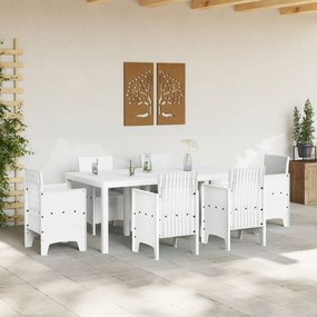 Kerti Asztal Fehér 200x100x73 cm Poli Rattan