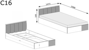 Franciaágy 140 cm Claudi 16 (ágyráccsal) (artisan tölgy). Akció -17%. 1055500