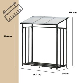 Gardebruk CORINA tüzifaház, 198x163x70cm, antracit/zöld