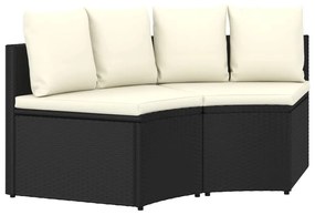 2 részes fekete polyrattan kerti ülőgarnitúra párnákkal