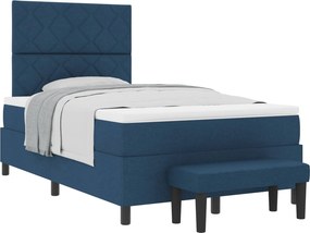 vidaXL Boxrugós ágy matracmal fejtámlával Kék 120 x 200 cm szövet