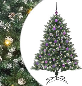 vidaXL Mű karácsonyfa 150 LED-del Zöld 150 cm PVC és Műanyag és Acél